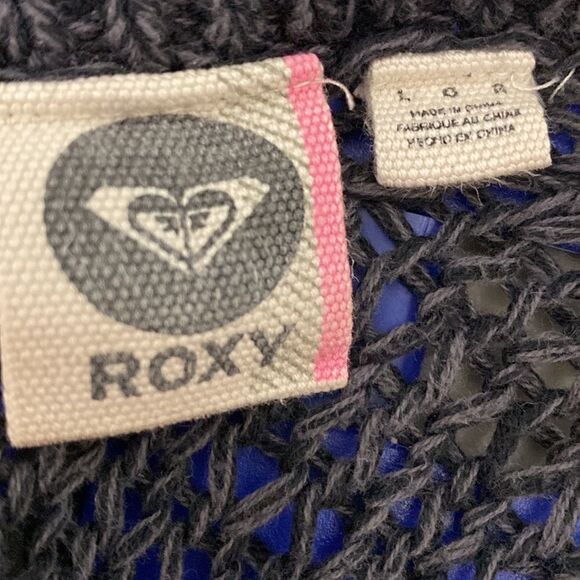 Roxy wide knit charcoal/black short sleeve sweater L - Picture 4 of 4